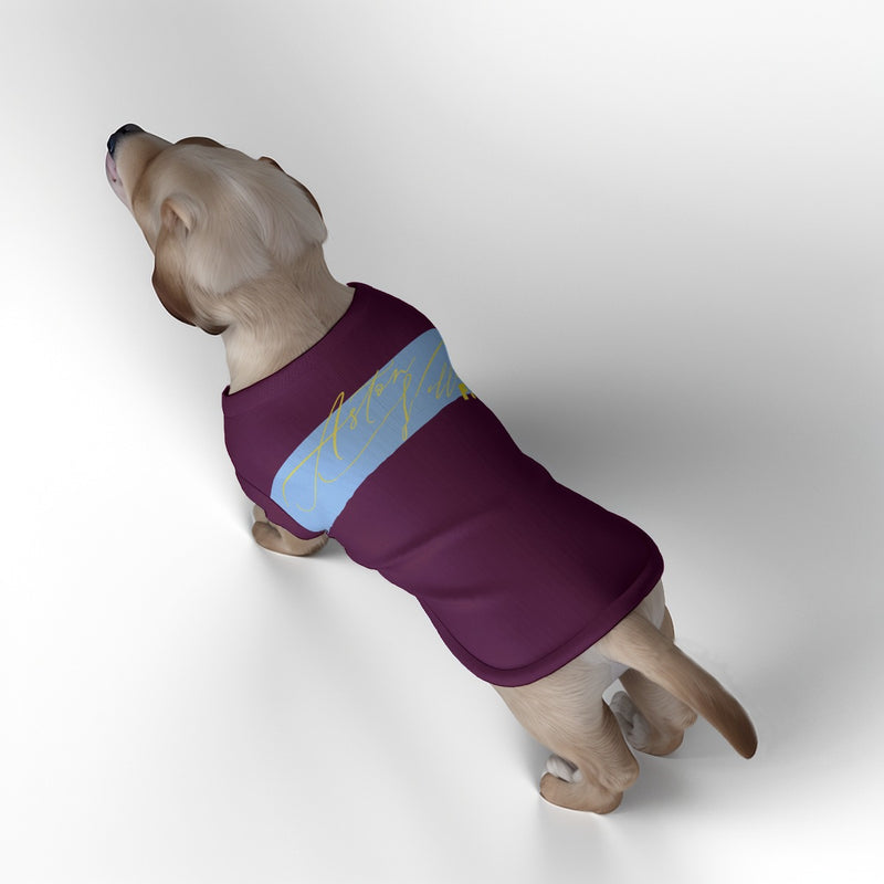 Aston Villa FC 25/26 Home Inspired Graphic Pet Tee Shirt (Size M-2x)