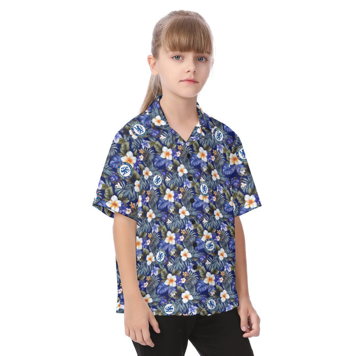 Chelsea FC 25/26 Team-Inspired Kids Cotton-Blend Hawaiian Shirt