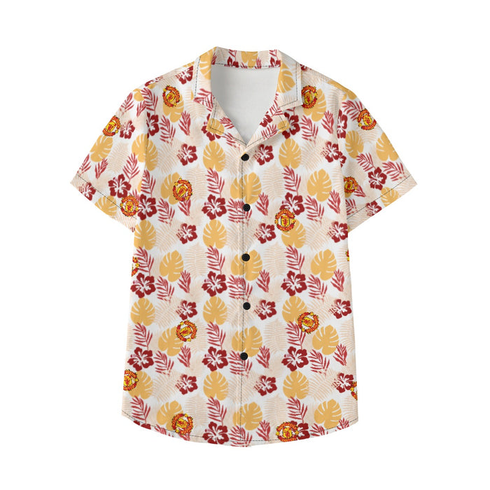 Manchester United FC 25/26 Team-Inspired Kids Cotton-Blend Hawaiian Shirt