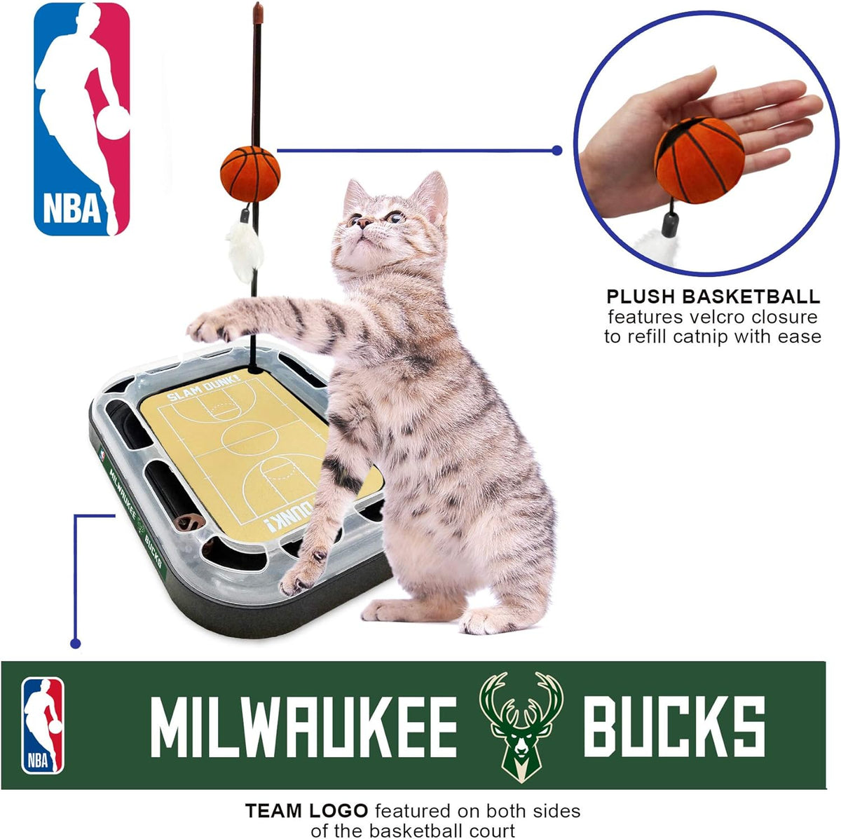 Milwaukee Bucks Basketball Cat Scratcher Toy