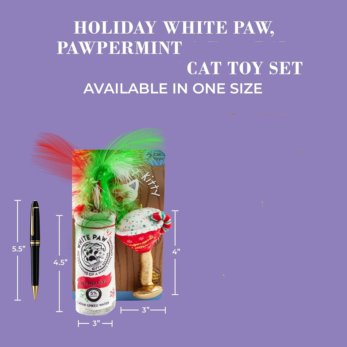 White Paw Kitty Seltzer & Pawpermint Cattini Cat Toy Set