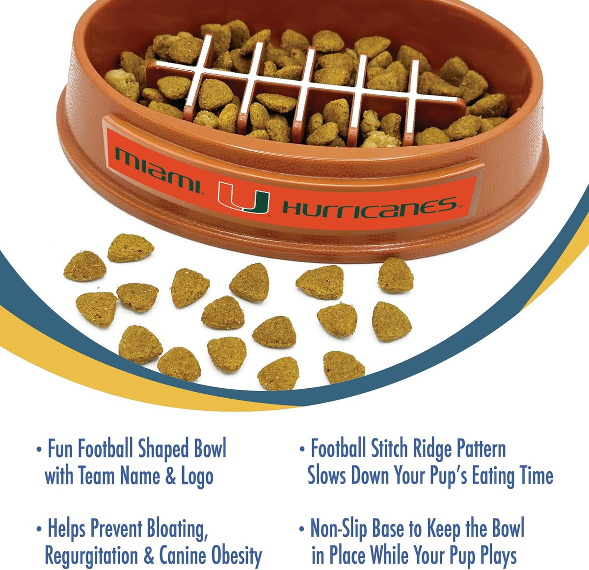 MIA Hurricanes Football Slow Feeder Bowl