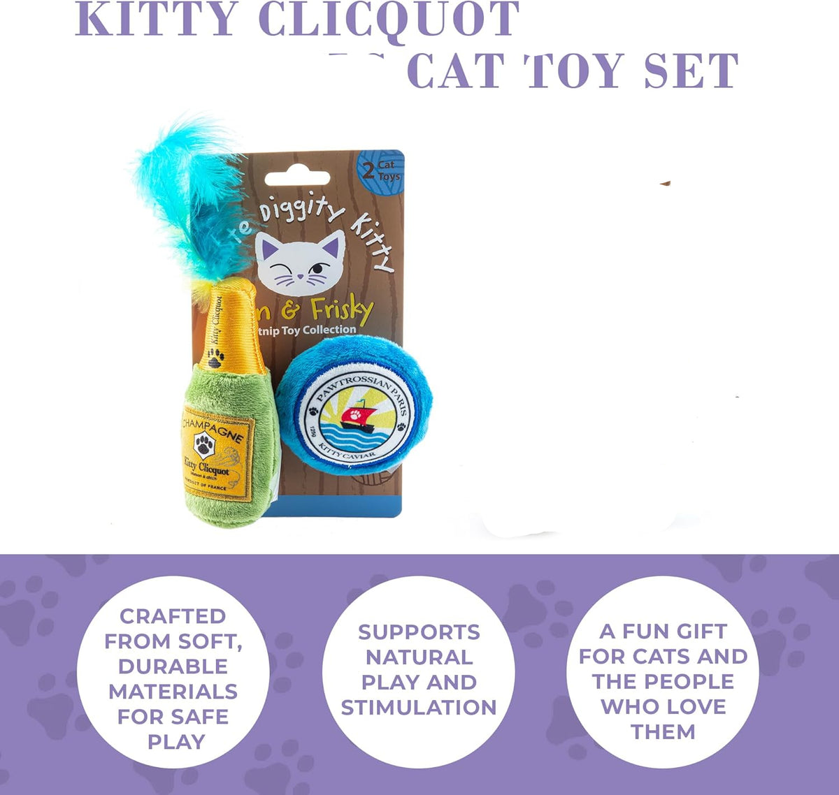 Kittle Clicquot Bottle & Caviar Cat Toy Set