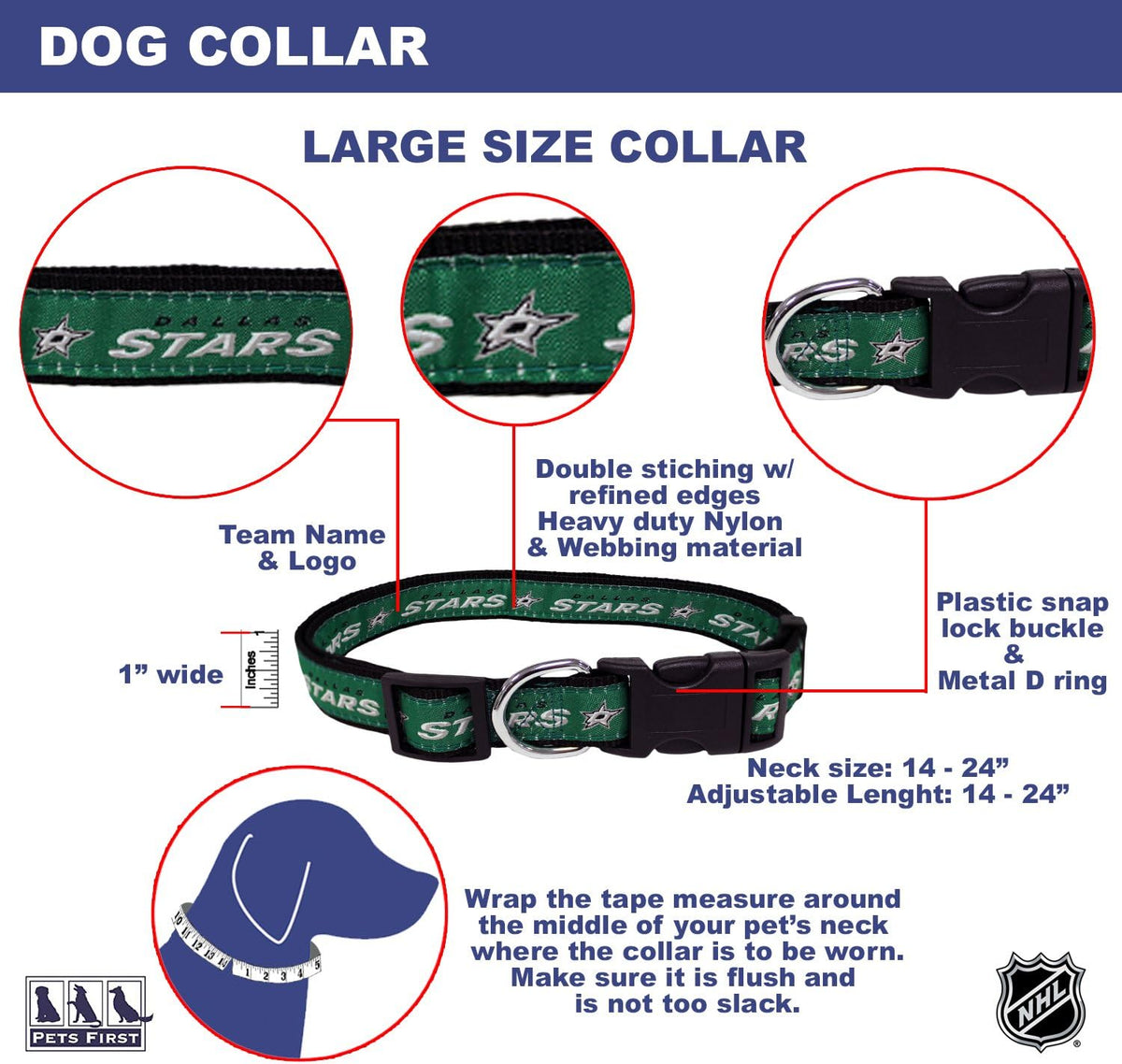 Dallas Stars Dog Satin Collar or Leash