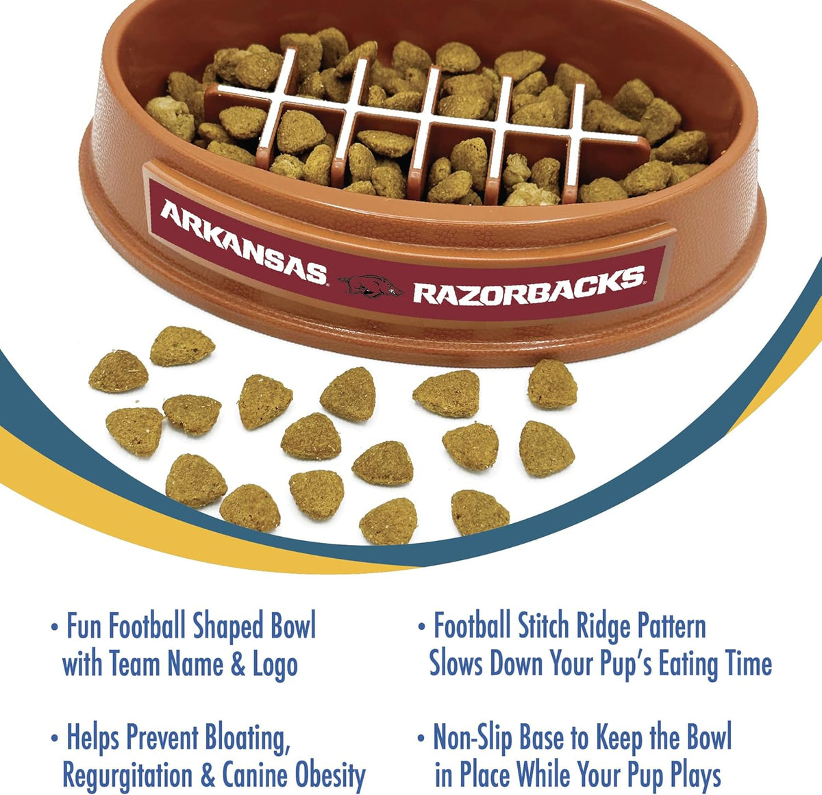 AR Razorbacks Football Slow Feeder Bowl
