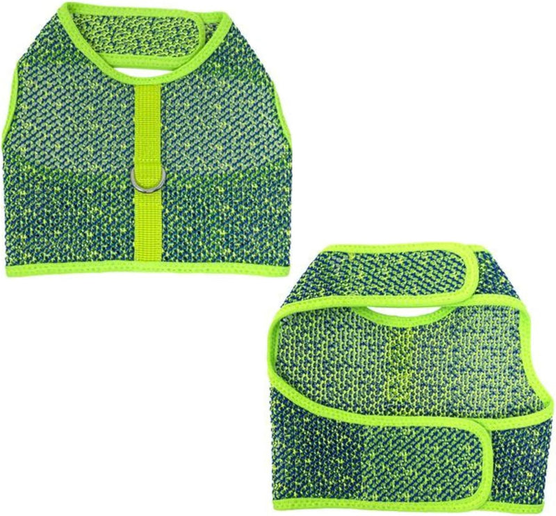 Active Mesh Pet Harness with Leash - Neon Green and Blue