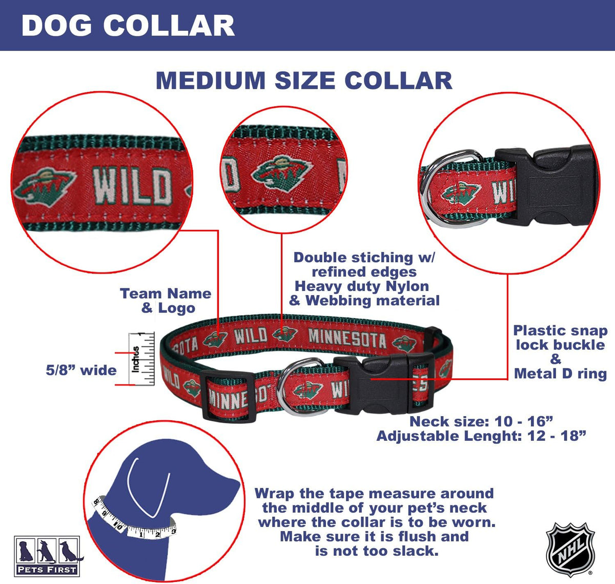 Minnesota Wild Dog Satin Collar or Leash