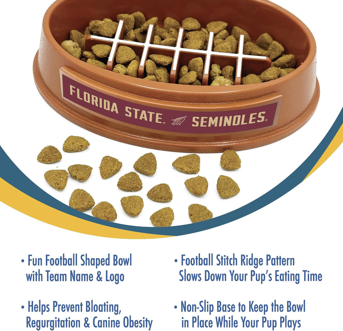 FL State Seminoles Football Slow Feeder Bowl