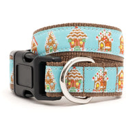 Blue Gingerbread Houses Dog Collars