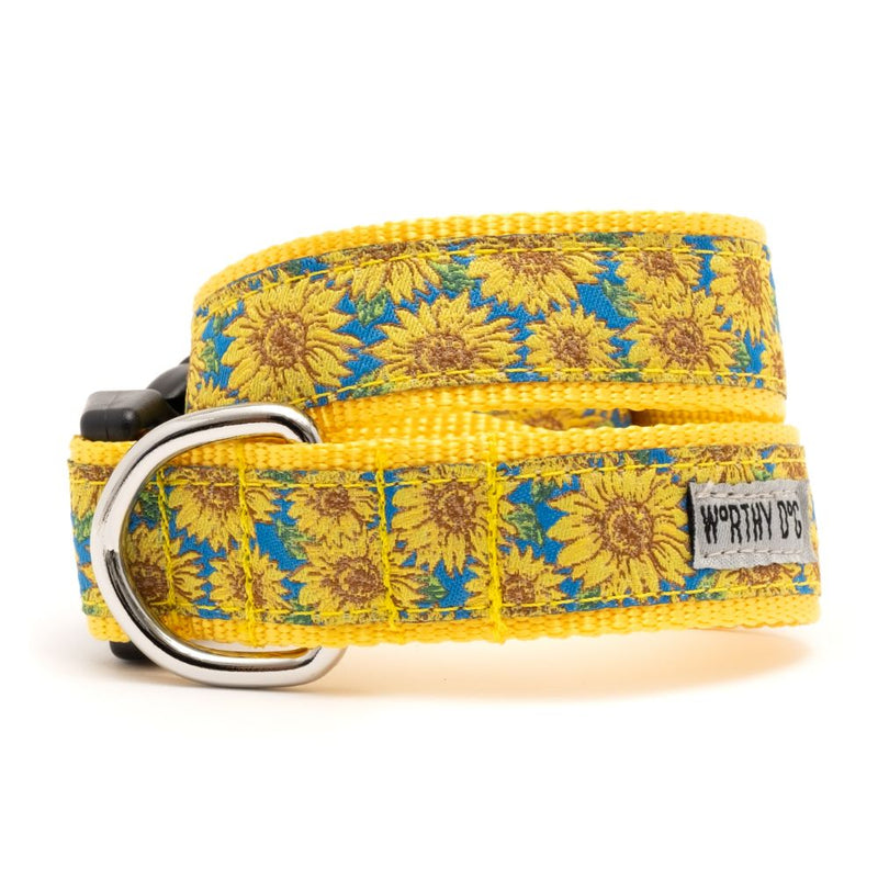 Blue Sunflowers Dog Collar or Leads