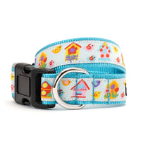 Blue Birdhouses Dog Collar or Leads