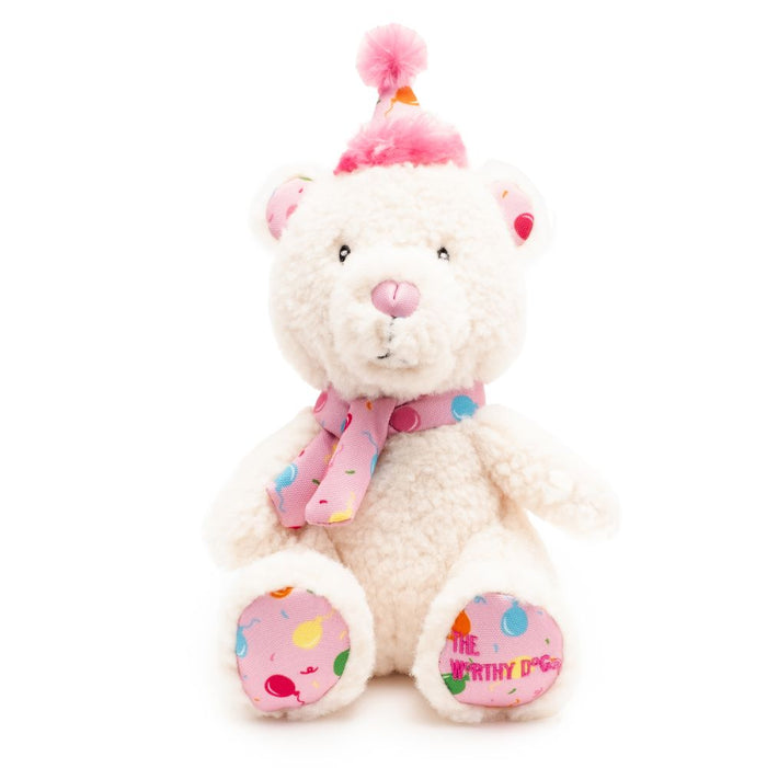 Birthday Pink Bear Dog Tough Toy