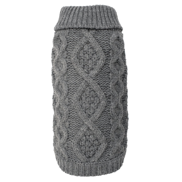 Gray Chunky Knit Turtleneck Sweater