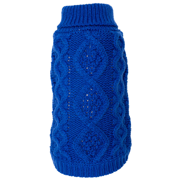 Blue Chunky Knit Turtleneck Sweater