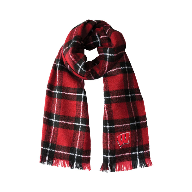 WI Badgers Plaid Blanket Scarf