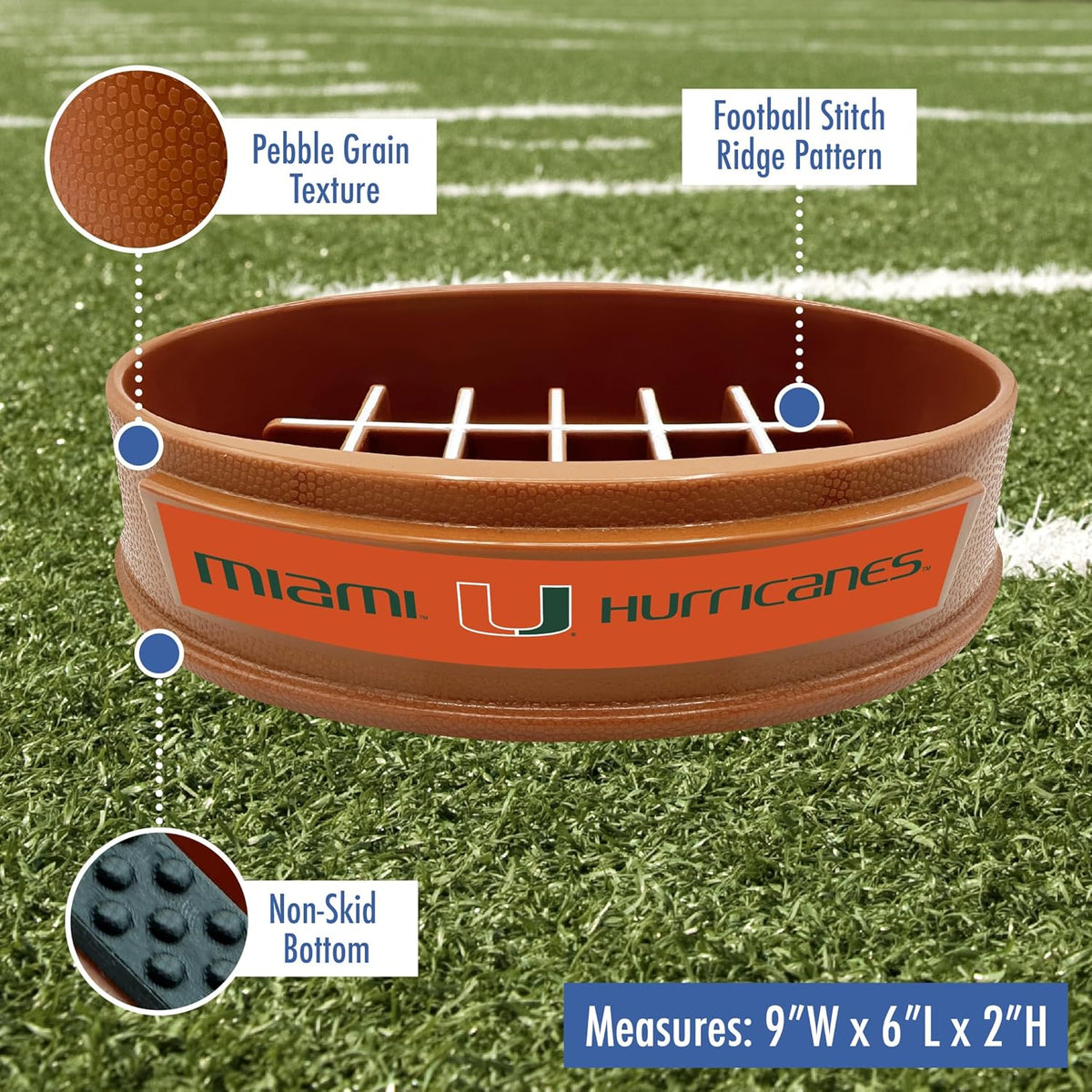 MIA Hurricanes Football Slow Feeder Bowl