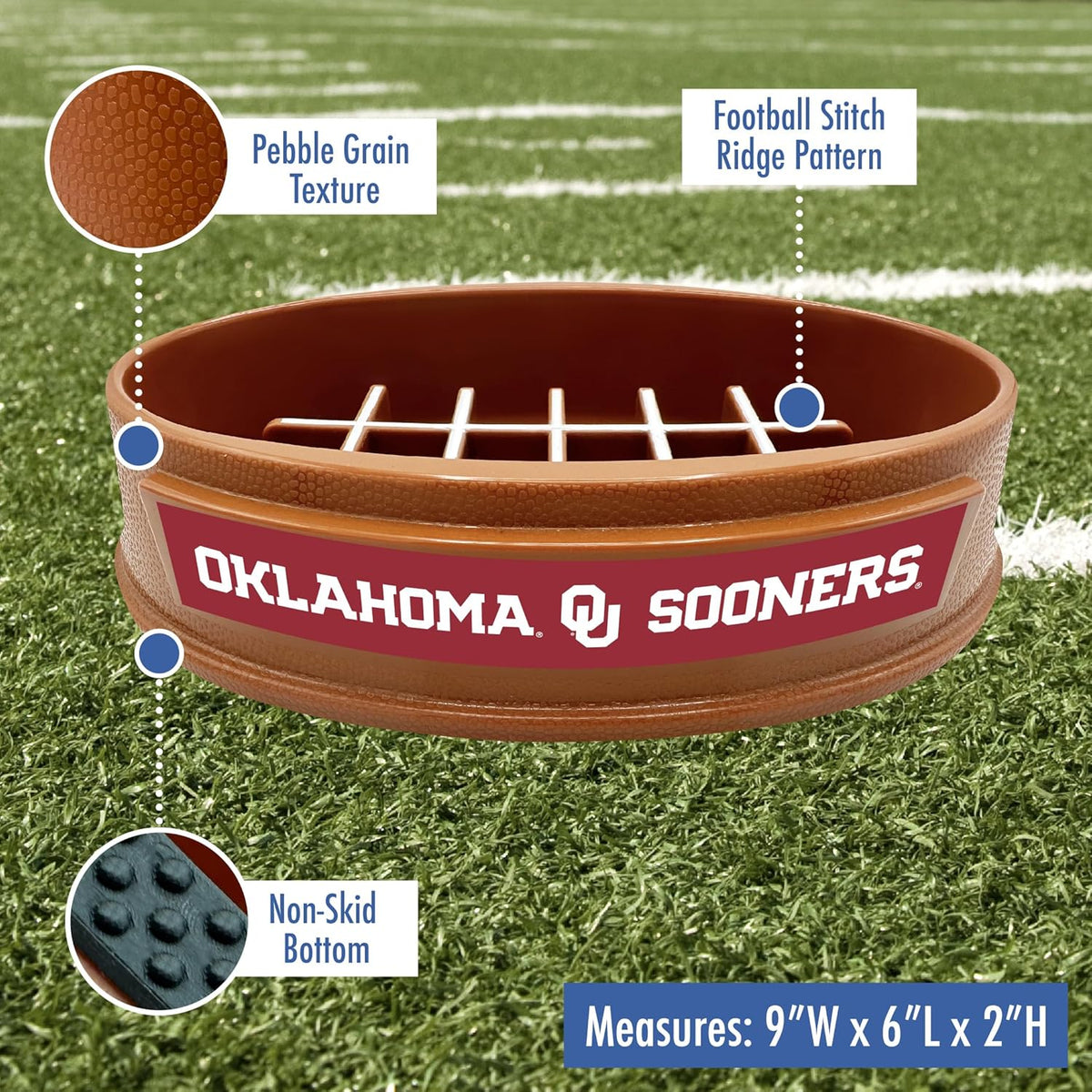 OK Sooners Football Slow Feeder Bowl