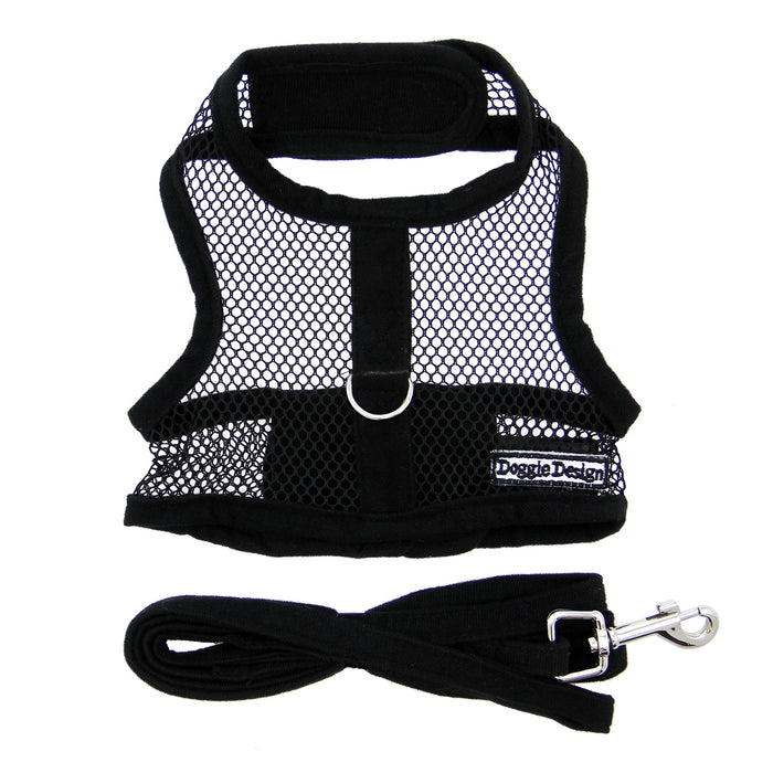 Black Cool Mesh Harness with Leash