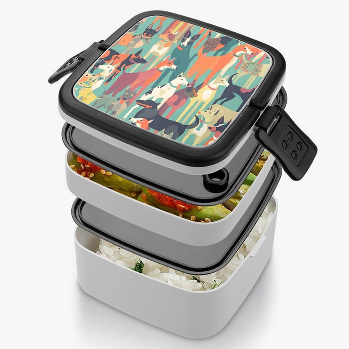 Dogs in Abstract Double-layer Lunch Box