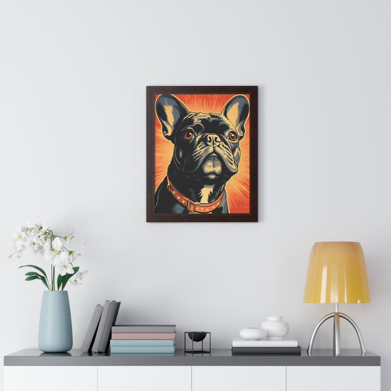 French Bulldog Pop-Art Retro Framed Print