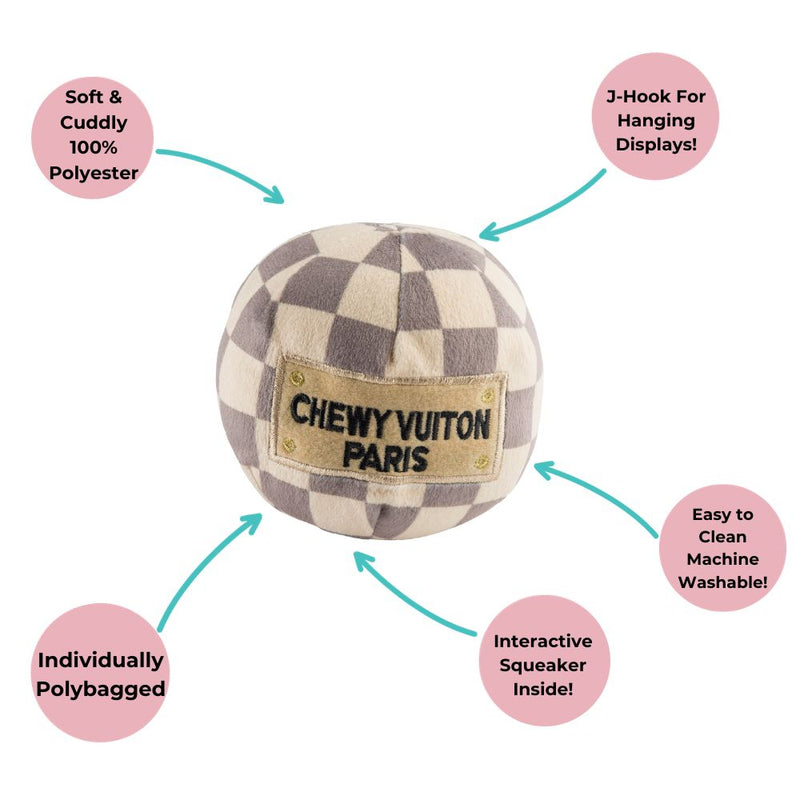 Chewy Vuiton Checker Ball Toy
