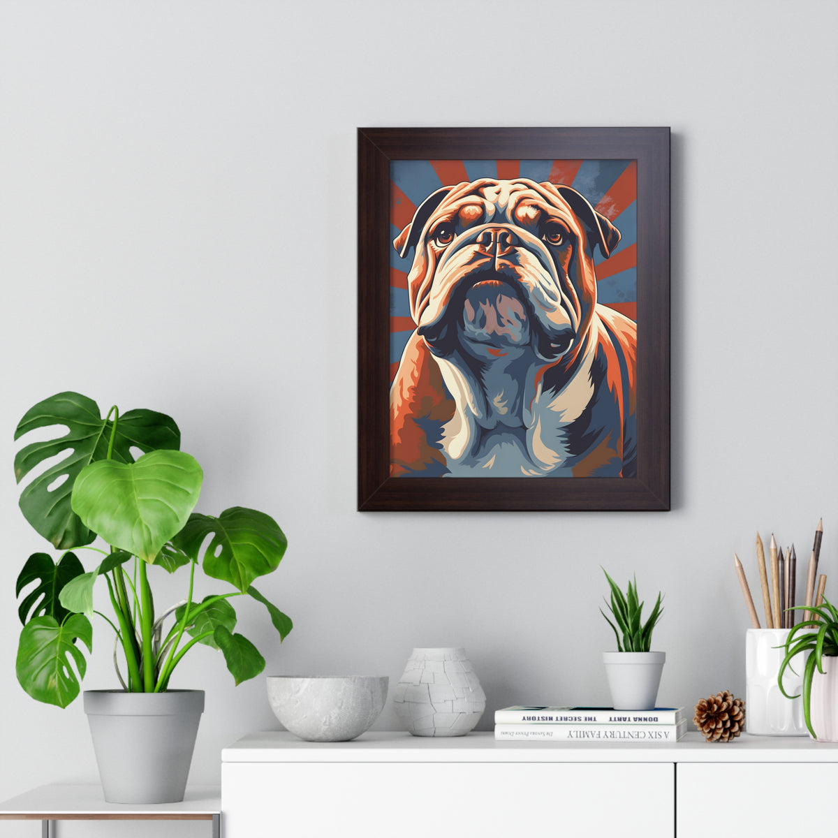 Bulldog Pop-Art Retro Framed Print