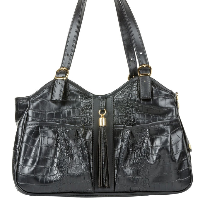 Metro Black Croco Bag Carrier with Tassel