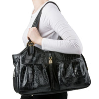 Metro Black Croco Bag Carrier with Tassel