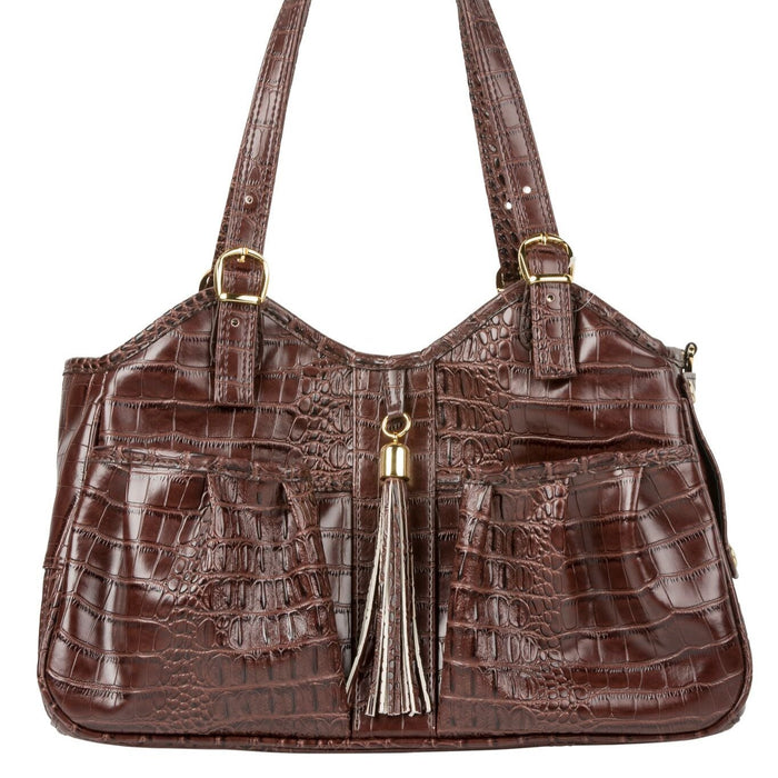 Metro Brown Croco Bag Carrier with Tassel