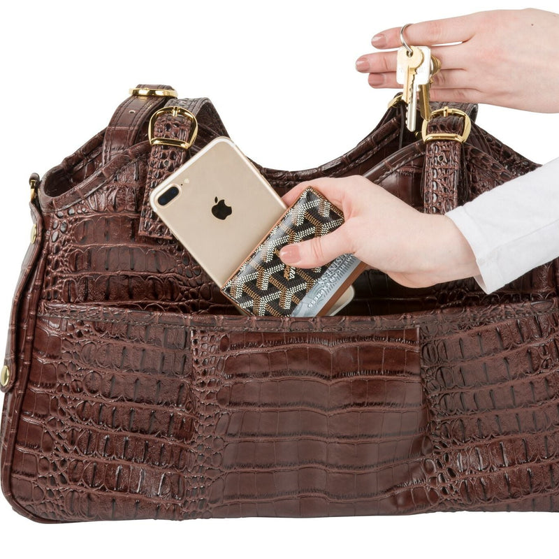 Metro Brown Croco Bag Carrier with Tassel