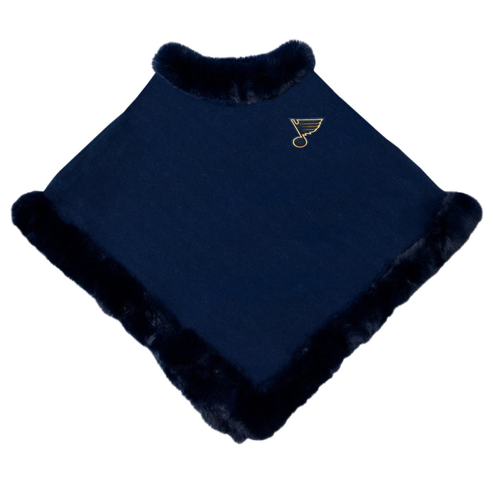 St Louis Blues Fur Trim Poncho