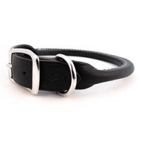 Rolled Premium Black Leather Collars for Big Dogs