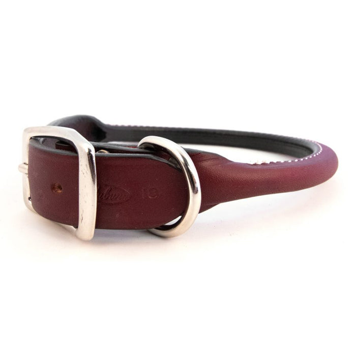 Rolled Premium Burgundy Leather Collars for Big Dogs
