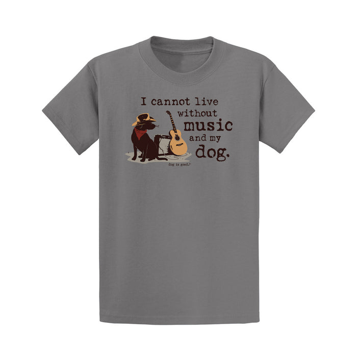 I Cannot Live Without Music and My Dog T-Shirt - Grey