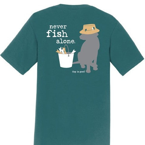 Never Fish Alone T-Shirt - Marine Green - CLOSEOUT