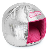 Barbie Dog Bed, Barbie Disco Ball Quilt with Pink Plush Interior, Dome