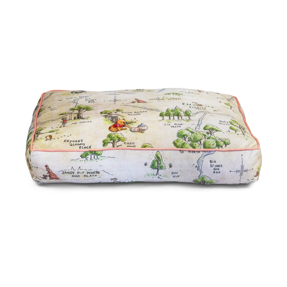 Rectangle Pet Bed - Winnie the Pooh Hundred Acre Wood Map Beige