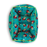 Cuddler Pet Bed - Holiday Mickey and Minnie Expressions Scattered Green