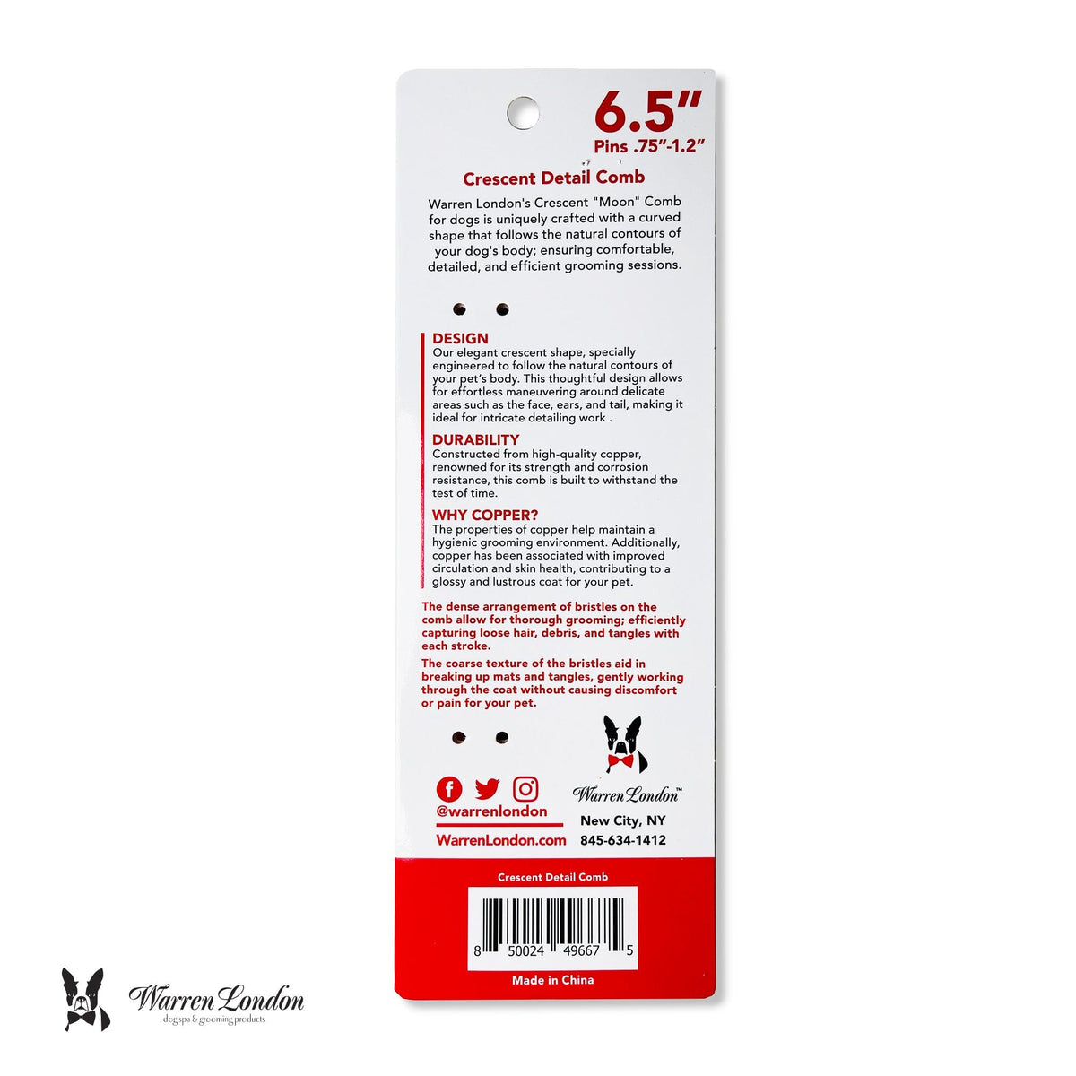 Crescent Detail Pet Comb