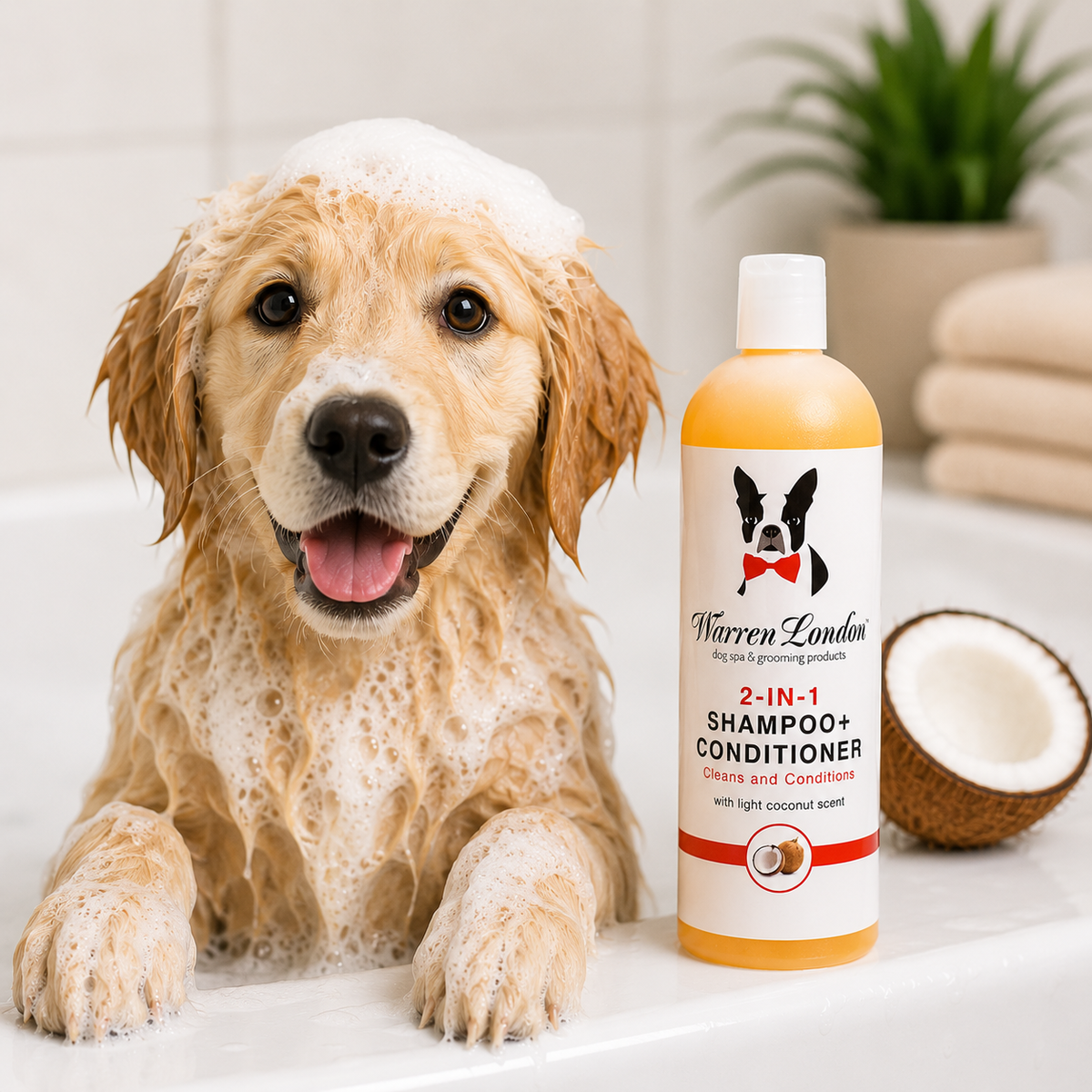 2-in-1 Dog Shampoo & Conditioner – Coconut, 17 oz