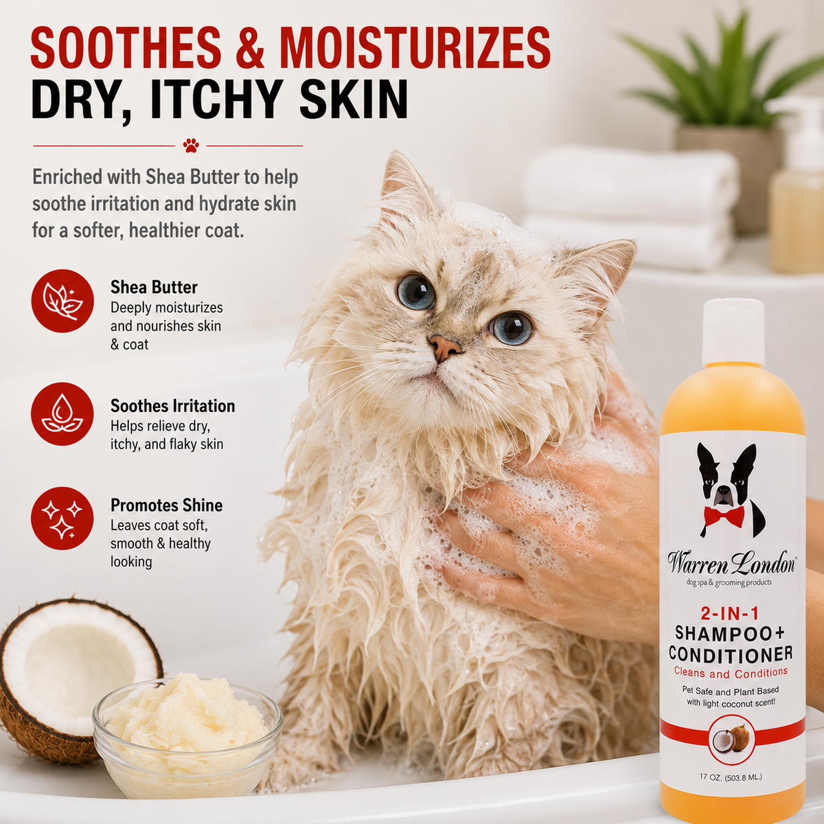 2-in-1 Shampoo + Conditioner - Coconut Scented - Professional Size