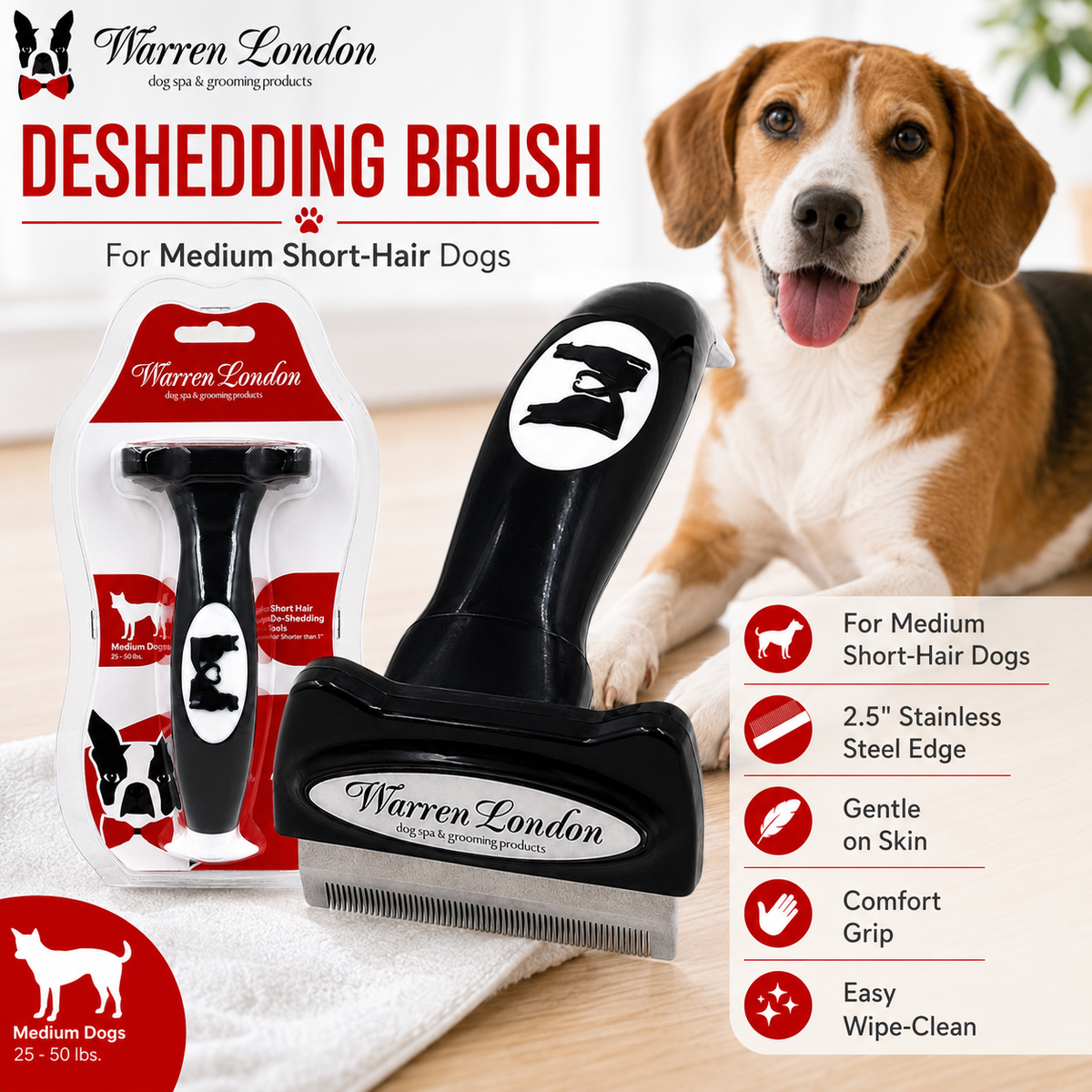 Warren London Short Hair Deshedding Brush