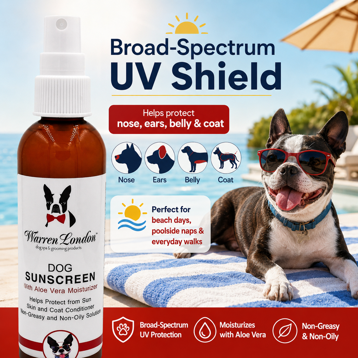 Dog Sunscreen With Aloe Vera Moisturizer