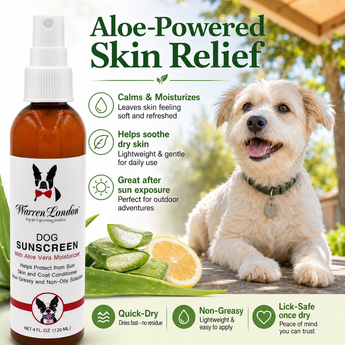 Dog Sunscreen With Aloe Vera Moisturizer