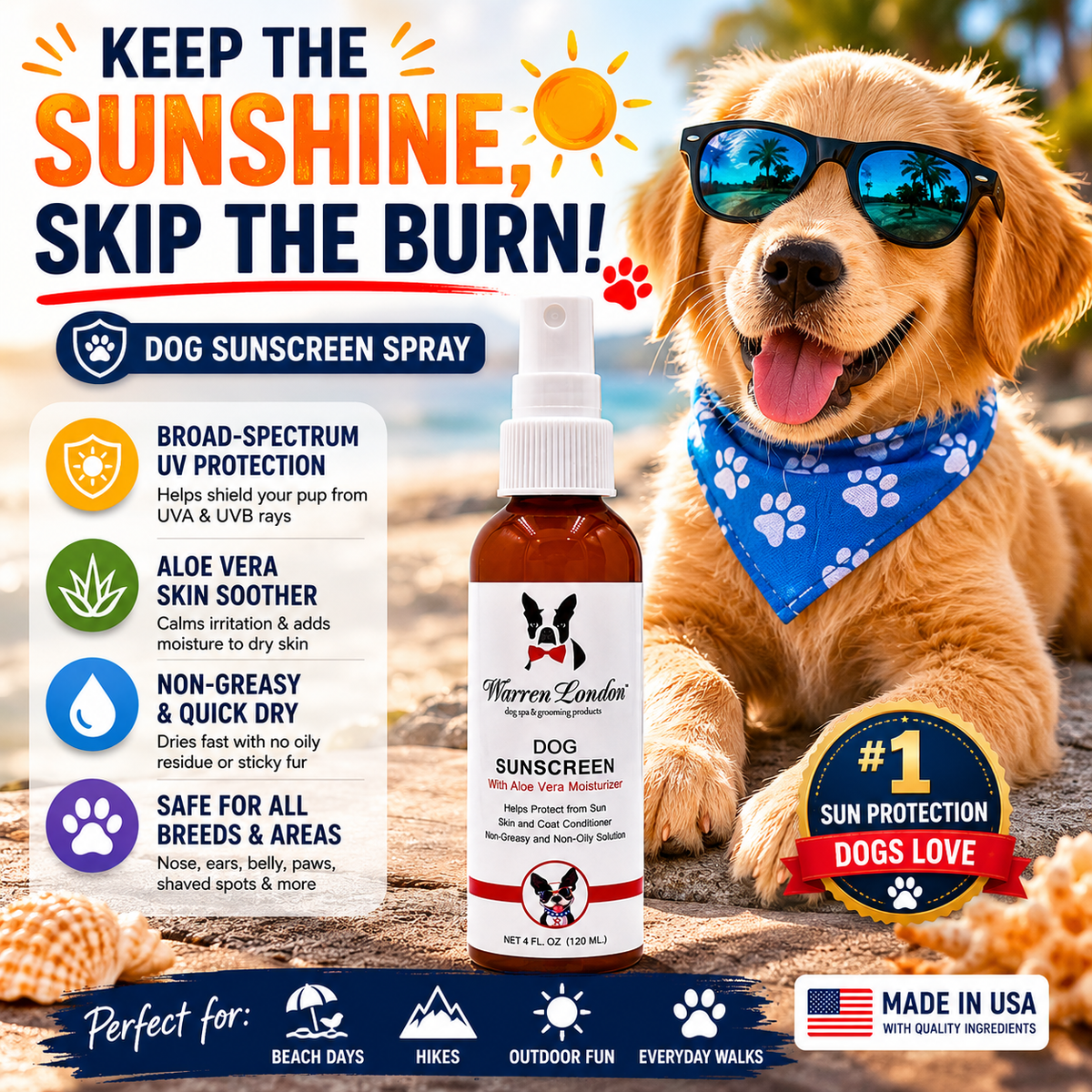 Dog Sunscreen With Aloe Vera Moisturizer