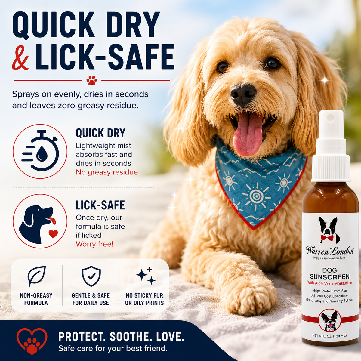 Dog Sunscreen With Aloe Vera Moisturizer