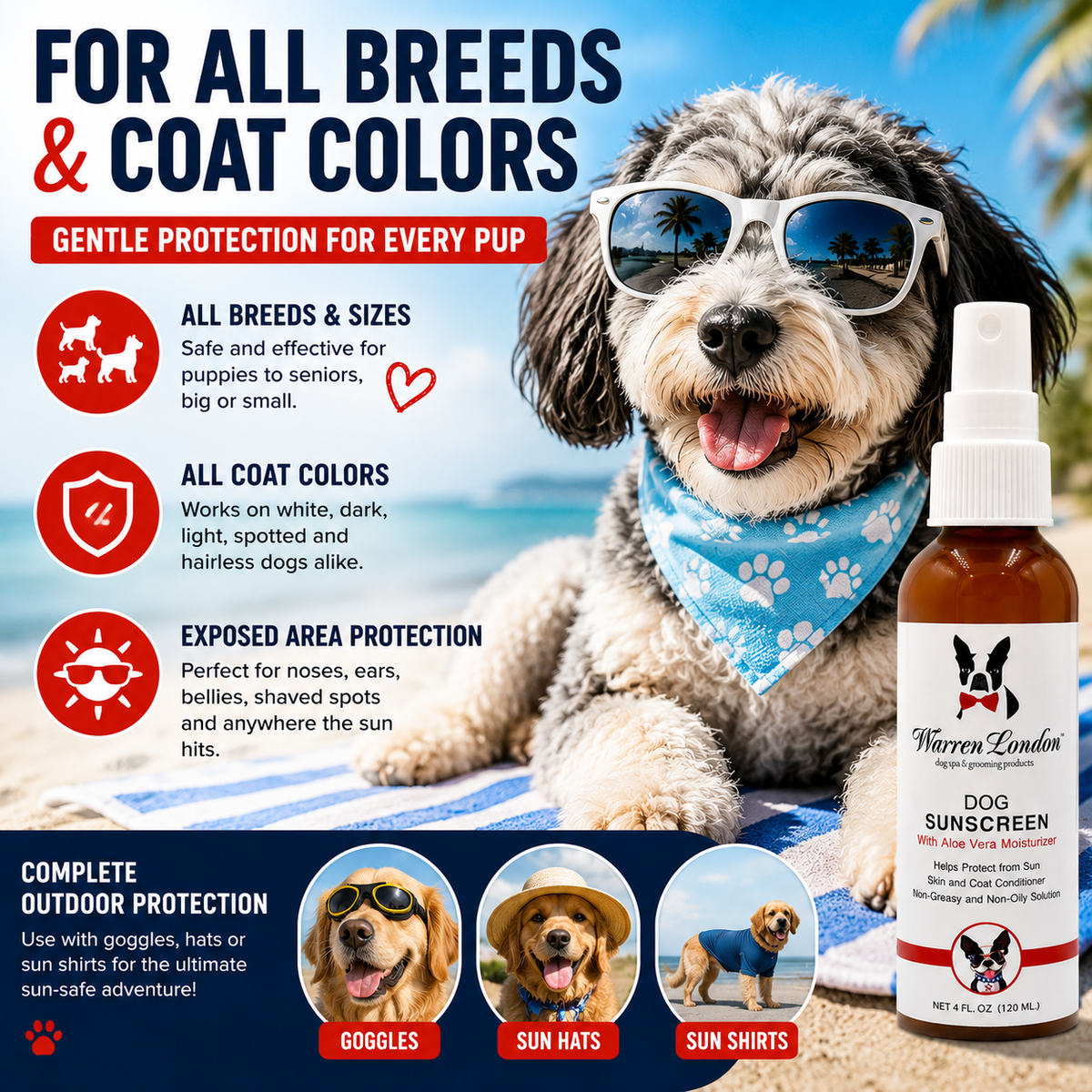 Dog Sunscreen With Aloe Vera Moisturizer