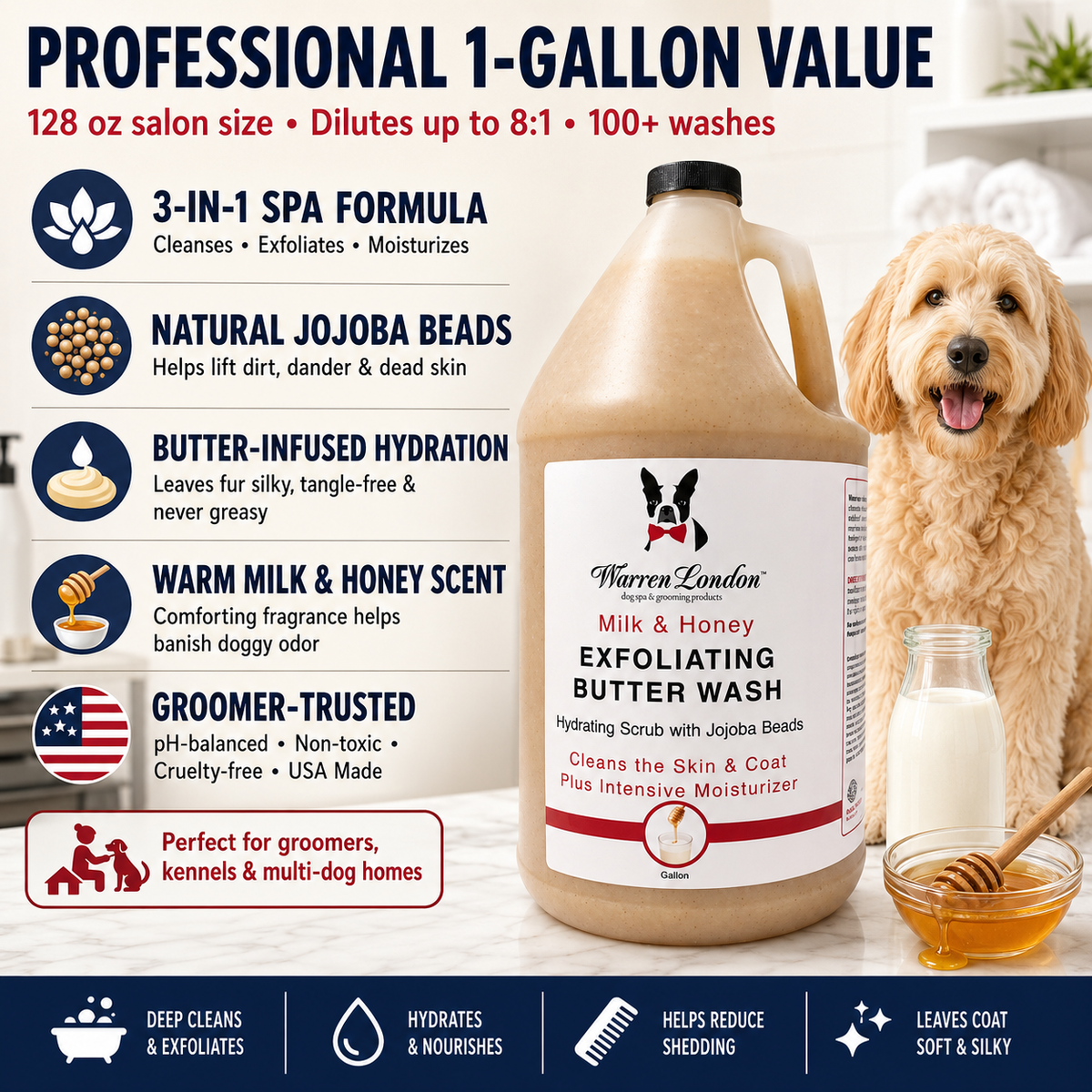 Exfoliating Butter Wash Dog Shampoo Gallons - With Natural Jojoba Beads