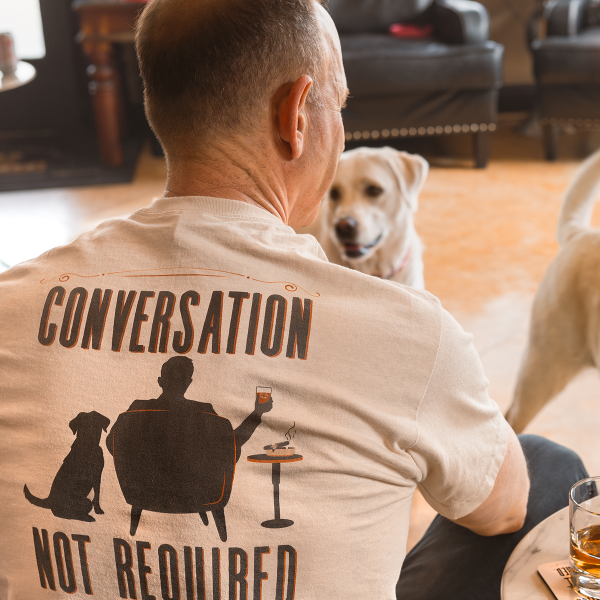 T-shirt: Conversation Not Required, Whiskey (Tan)