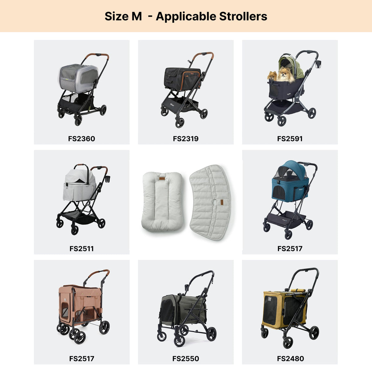 All-Season Pet Stroller Cushion Set - Medium